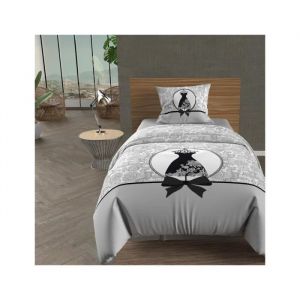 Soleil d'Ocre Parure housse de couette coton 57 fils 140X200 cm BLACK DRESS, par