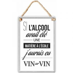 Rétro Plaque à suspendre relief - Si l'alcool.. 30 cm