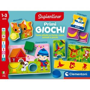 Clementoni Sapientino Montessori &ndash; Premiers Jeux, m&eacute;thode montessorienne, Jeu &eacute;ducatif pour Enfants de 1 &agrave; 3 Ans, avec de Nombreuses activit&eacute;s sur Les Formes, Les Couleurs, Les Animaux et Les Mots,