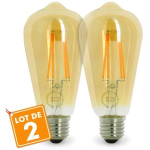 Eclairage design Lot de 2 AMPOULES E27 7W ST64 2200K Type Edison | blanc-chaud-2200k