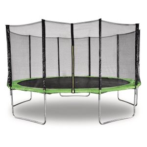 Habitat et Jardin Trampoline Yoopi - Ø 4.60 m - Vert - Avec filet + échelle + couverture + kit d'ancrage