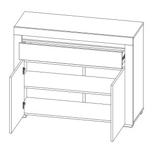 SANS Buffet 2 portes 1 tiroir panneaux stratifiés bois et gris anthracite