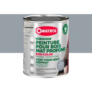 Owatrol Peinture pour bois extérieur opaque - Finition Mate BOIS COLOR Gris Platine RAL 7045 1 litre - Gris Platine RAL 7045