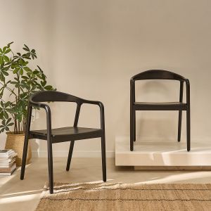 Image de Bois Dessus Bois Dessous Lot de 2 chaises en teck massif noire