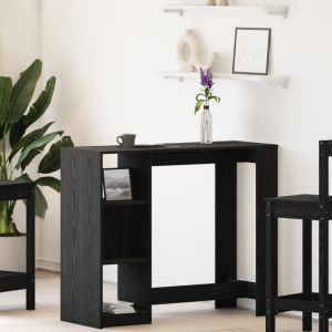 Table de bar avec &eacute;tag&egrave;re en ch&ecirc;ne noir 1025x46x1035 cm en bois reconstitu&eacute;
