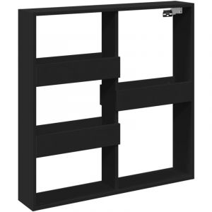 VidaXL Armoire murale noir 80x15x80 cm bois d'ingénierie, armoire murale flottante, étagère murale, vitrine murale, meuble TV mural, meuble mural