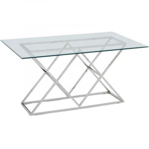 Homy France - Table &agrave; manger triangle Chrome 180 cm 6 &agrave; 8 personnes