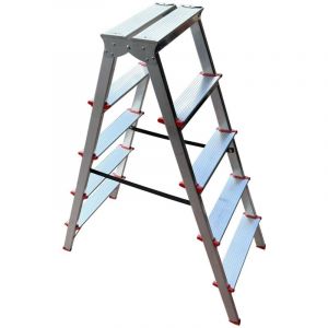 Monmobilierdesign MTRA Escabeau double marchepied en aluminium 5 marches