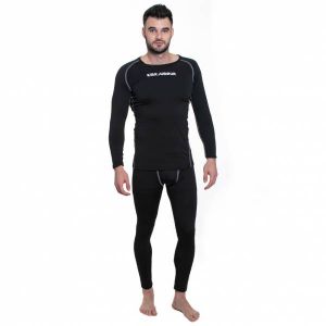 KIRKJUB&Oslash;UR "Hafjall" Hommes Set sous-v&ecirc;tements thermo 2 pi&egrave;ces noir