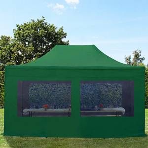 Image de Intent24 Tente pliante tente pliable 3x4,5m - avec fenêtre panoramique PROFESSIONAL toit 100% imperméable tente de jardin pavillon vert fonce.FR