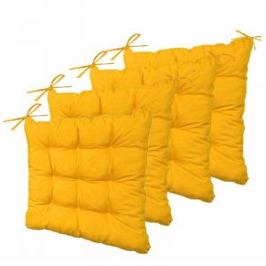 Lot de 4 Galettes de chaise en polyester 40 x 40 cm jaune