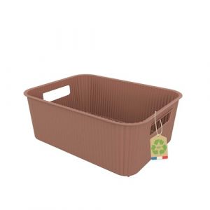 Sundis Vibes, panier de rangement plastique, marron moka, 10L, avec poignées, empilable, idéal pour petits objets et accessoires de la salle de bain, la chambre, la cuisine ou le bureau