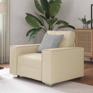 VidaXL Fauteuil Sofa 59 cm avec coussin Cr&egrave;me Faux cuir