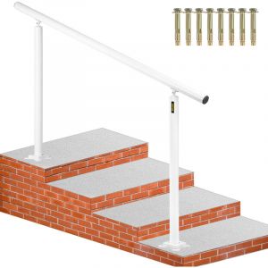 VEVOR Rampe deescalier de 1,5 m - 5 marches - Angle reglable - Rail deescalier en aluminium blanc - Pour personnes agees