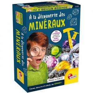 Lisciani Giochi I'M A GENIUS - À la Découverte des Minéraux pour Enfants dès 7 Ans - Kit d'Exploration - Collectionnez des Gemmes Authentiques - Poster Inclus - Jeu Educatif - Fabriqué En Italie