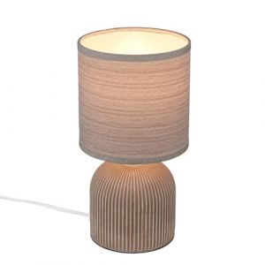 Briloner - Lampe de table avec abat-jour en tissu, interrupteur à fil, pied en céramique, lampe de chevet décorative, lampe de bureau, salon, 15x28 cm, marron