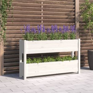 VidaXL Jardinière Blanc 112x25x66 cm Bois massif de pin