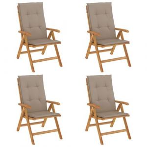 Image de VidaXL Chaises De Jardin Inclinables 4pcs Et Coussins Bois Massif Teck