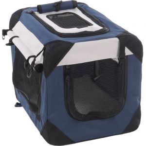 Image de Flamingo Cage de Transport Premium qualit&eacute; Chien - Geronimo Bleu 35x49,5x35cm - Cadre renforc&eacute; et Pliable - Lavable - Fond Amovible - Rideaux enroulables,possibilit&eacute; pour Attacher Une Gourde