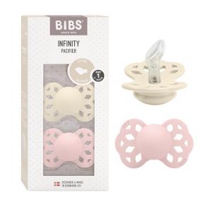 BIBS Sucettes Infinity tétine anatomique 0-6 mois silicone Ivory/Blossom lot de 2