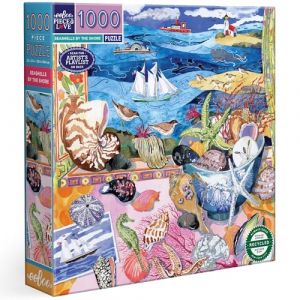 Eeboo Puzzle 1000 Pièces Coquillages sur Le Rivage - Puzzle Adulte 1000 Pièces en Carton - Dimensions 58.5 cm x 58.5 cm