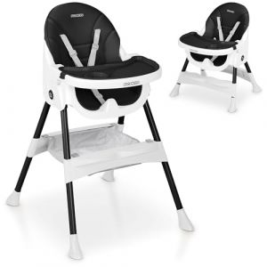 Ricokids Chaise haute pour b&eacute;b&eacute; - &Agrave; partir de 6 mois - R&eacute;glable en hauteur - Planche &agrave; manger amovible - Ceinture de s&eacute;curit&eacute; - Noir