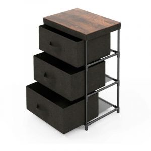 Commode &agrave; 3 tiroirs 40 x 30 x 62 cm espace de rangement large design classique en tissu noir