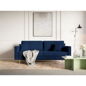 Selsey VALICO - Canap&eacute;-lit trois places en velours bleu marine hydrophobe