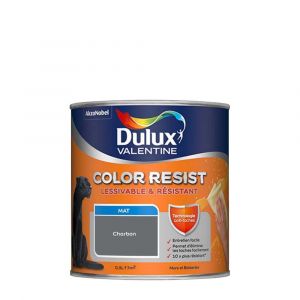 Image de Dulux Valentine Peinture bicouche intérieure Color Resist Murs et Boiseries Mat Charbon 0,5 L