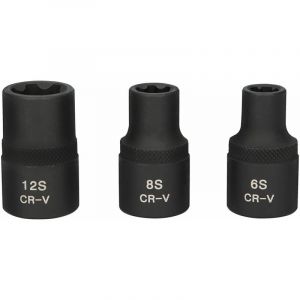 KS Tools 911.0895. Jeu de 3 douilles &agrave; chocs RIBE femelle 1/2'' pour culasse 65 - 85 - 125mm