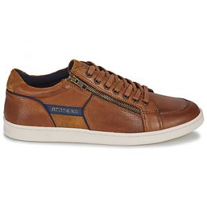 Redskins Sneakers Readskins en cuir cognac &agrave; semelle plate talon plat avec zip lat&eacute;ral