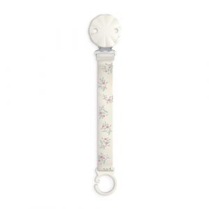 Suavinex Attache-tétine en Tissu pour Bébé, Ruban Doux et Flexible, Chaîne - Pince avec Clip. Compatible avec Toutes les Sucettes à Anneau, +0 Mois, Convient Nouveau-nés, Poetry Rose