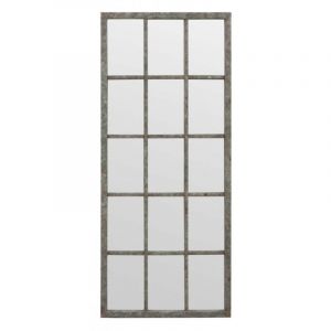 Grand miroir rectangulaire fenêtre - Bois - Argent - Interior's