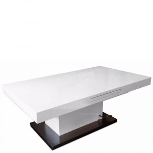 Inside75 Table basse relevable extensible SETUP blanc brillant transparent Metal