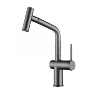 Ceramia Timeless mitigeur d'&eacute;vier &agrave; levier en acier inoxydable avec douchette extractible, monotrou, gun metal bross&eacute; (TMLKF185BGM)