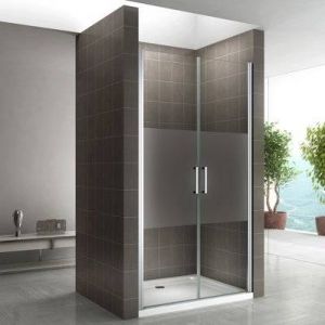 Kaya porte de douc h 195 largeur réglable 92 à 95 cm verre semi opaque