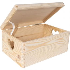 Creative Deco Caisse Bois Rangement 30x20x14cm - Boîte de Rangement Bois - Boite Rangement Cuisine - Caisse de Rangement Couvercle