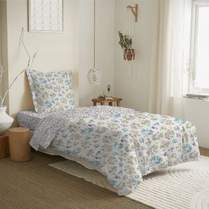 Coton Pur - Parure de draps 3 pièces pour lit 90 x 190 cm Tanya cyan