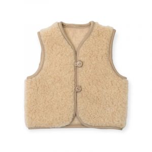 Gilet sans manches en laine mérinos beige pour enfant 5-6y