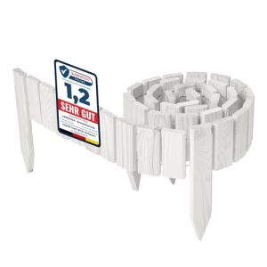 Garronda cl&ocirc;ture de Jardin en Bois Bordure Jardin Cloture Jardin Exterieur, Palissade Bordurette Longueur: 200 cm GD-0149 (Blanc, Hauteur : 10 cm)