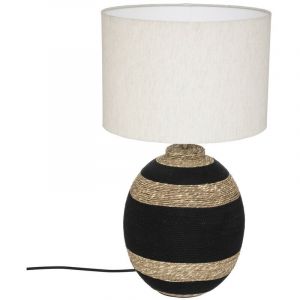 Image de Atmosphera Lampe à poser en Coton Noir et Osier tressé H 58 cm - Noir