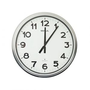 Maul Horloge Murale ride 61 cm, Horloge Radiopilotée Grande, Modèle Élégant d'un Design Moderne pour Le Bureau et Les Salles d'entrée, Bien Lisible Grâce aux Grands Chiffres, Argenté
