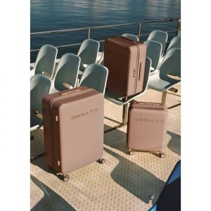 LUGGAGE STUDIO - Valise rigide en polycarbonate avec serrure TSA et roues multidirectionnelles - Moka - Set de tailles S M et L