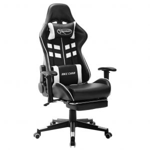 Image de VidaXL Chaise de jeu avec repose-pied Noir et blanc Cuir artificiel