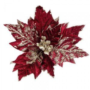 Poinsettia de No&euml;l Kely sur clip Rouge