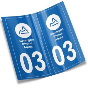 2 autocollants stickers plaque immatriculation voiture départements France