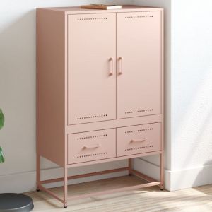 VidaXL Buffet haut rose 68x39x111,5 cm acier laminé à froid, armoire latérale, armoire de rangement haute, vitrine haute, armoire haute