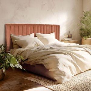 Macabane ARTHUR - Tête de lit rembourrée pour lits 160/180cm velours orange