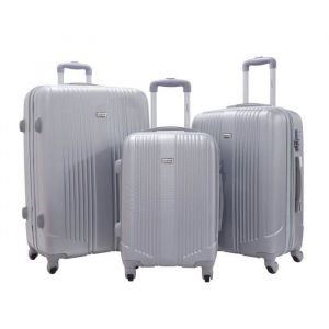 Alistair Set de 3 Valises 55cm-65cm-75cm- Trolley Airo - ABS - Marque française - Silver- Garantie 2 ans - SAV en France