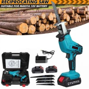 Ideko Scie sabre sans fil 2 batterie 21V 1500mah rechargeable Compatible Makita scie alternative avec 4 lames